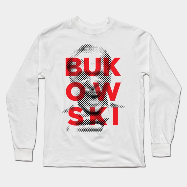 Charles Bukowski portrait Long Sleeve T-Shirt by lkn